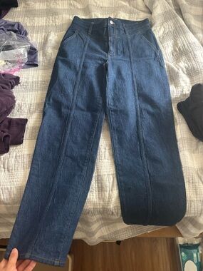 Madewell Dark Blue Straight-Leg Jeans with Front Seams